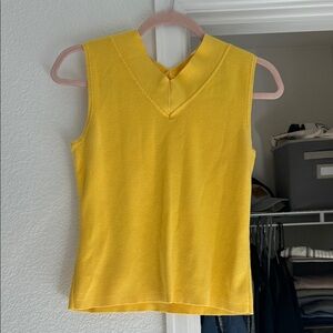Yellow Sleeveless Women's Knit Sweater Vest Top 100% Cotton